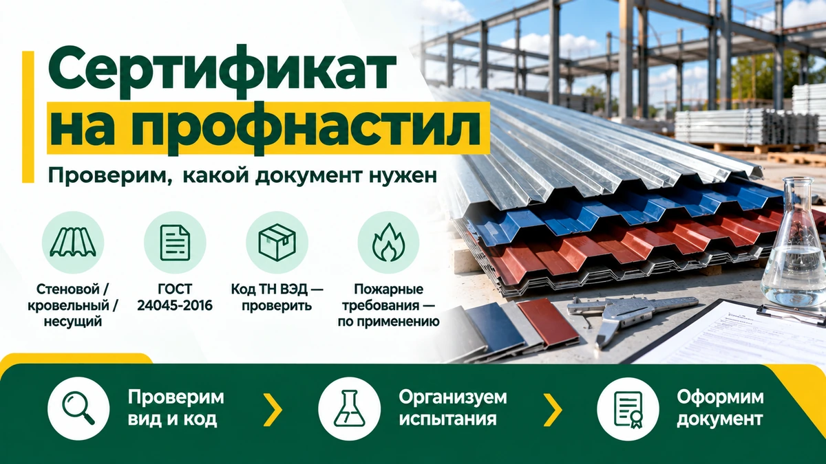 Сертификат на профнастил — ГОСТ, пожарные требования и оформление документов
