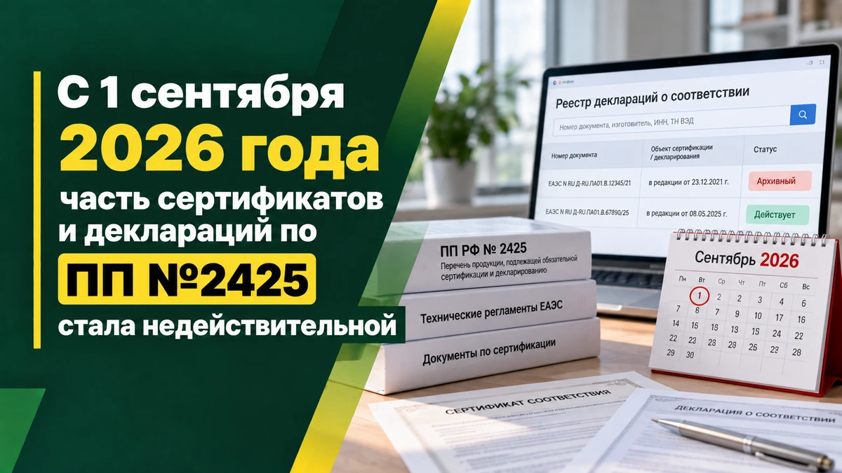 Часть сертификатов и деклараций по ПП № 2425 стала недействительной с 1 сентября 2026 года