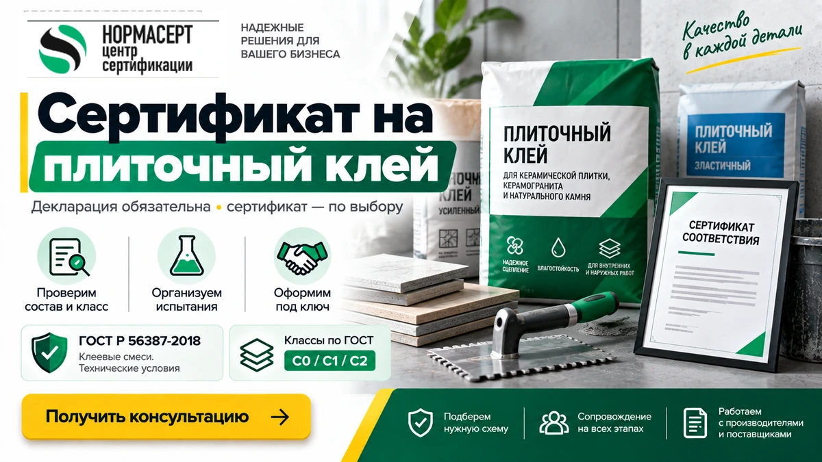 Сертификат на плиточный клей — декларация и сертификация по ПП № 2425 в НормаСерт