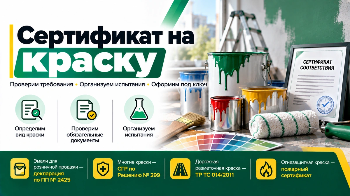 Сертификат на краску — декларация, СГР и обязательная сертификация лакокрасочных материалов