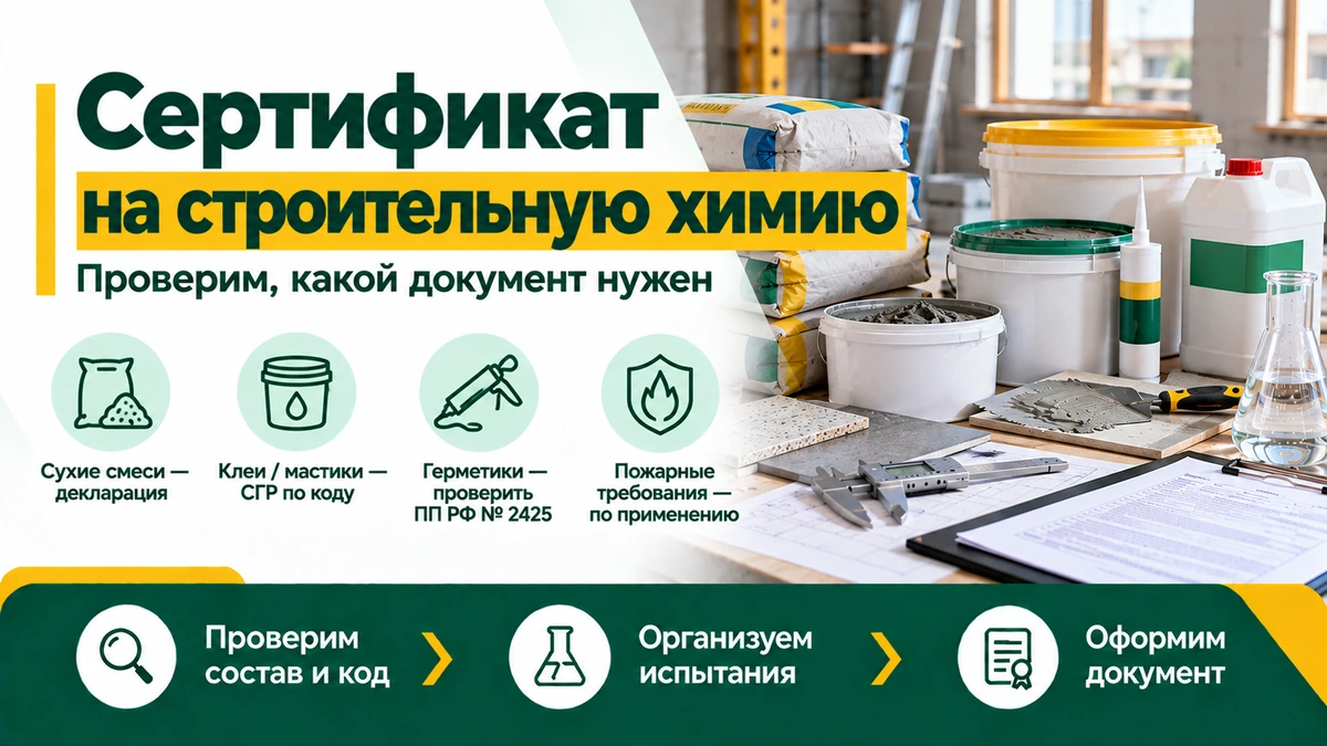 Сертификат на строительную химию — декларация, СГР, сертификат и испытания