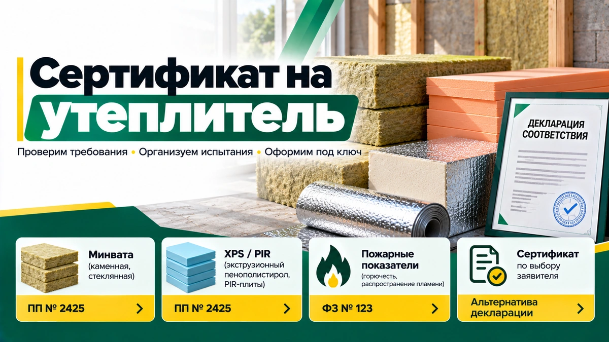 Сертификат на утеплитель — декларация по ПП № 2425 и пожарное подтверждение