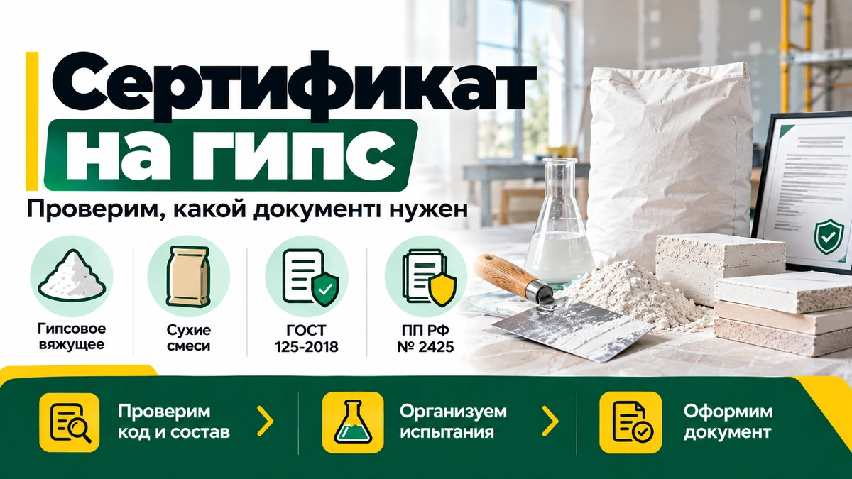 Сертификат на гипс — документы, ГОСТы и испытания гипсовых строительных материалов