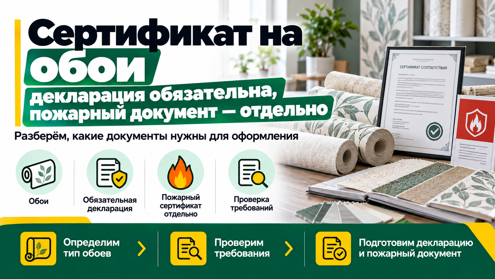 Сертификат на обои — декларация по ПП № 2425 и пожарные документы