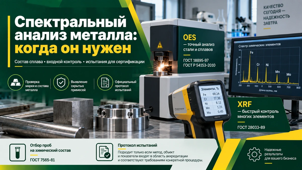 Спектральный анализ металла для определения химического состава и сертификации