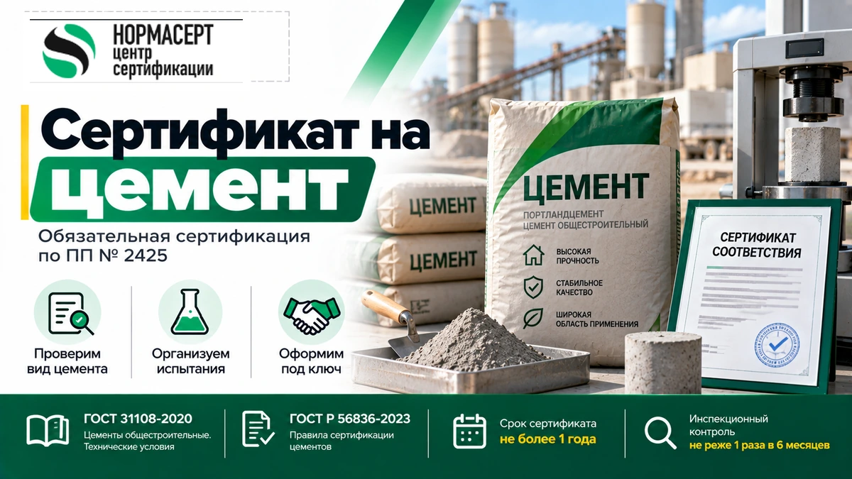 Сертификат на цемент — обязательная сертификация по ПП № 2425 в НормаСерт