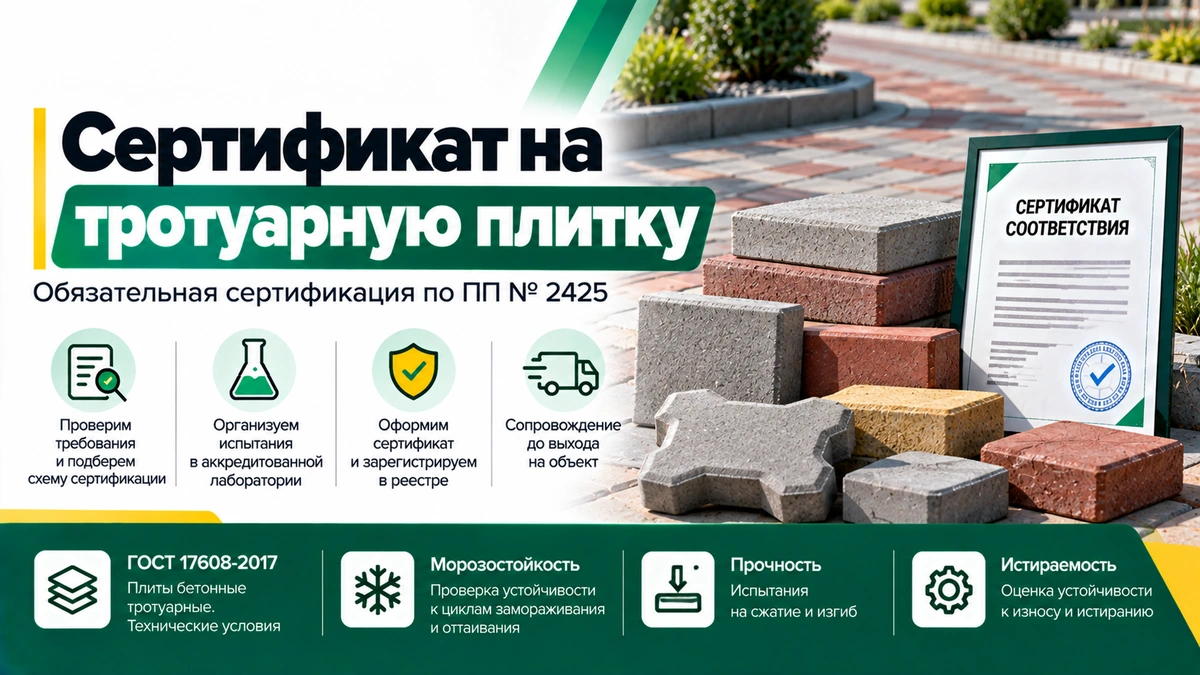 Сертификат на тротуарную плитку — обязательная сертификация по ПП № 2425