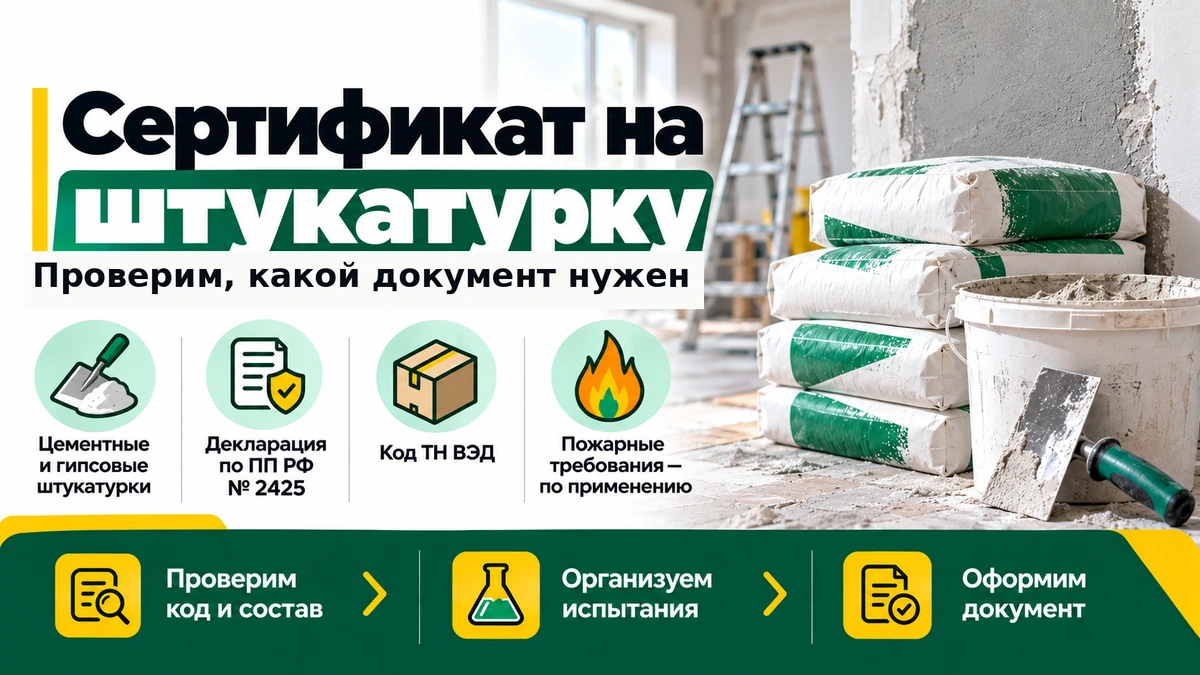 Сертификат на штукатурку — декларация, испытания и оформление документов в НормаСерт