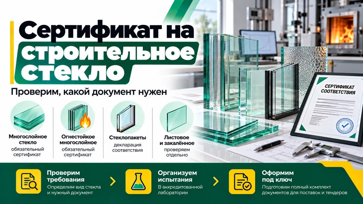 Сертификат на строительное стекло — обязательная сертификация триплекса и декларация на стеклопакеты