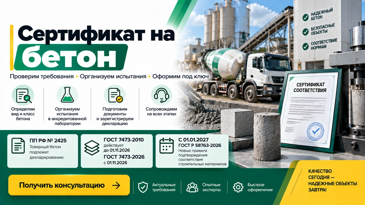 Сертификат на бетон — декларация и сертификация товарного бетона по ПП № 2425
