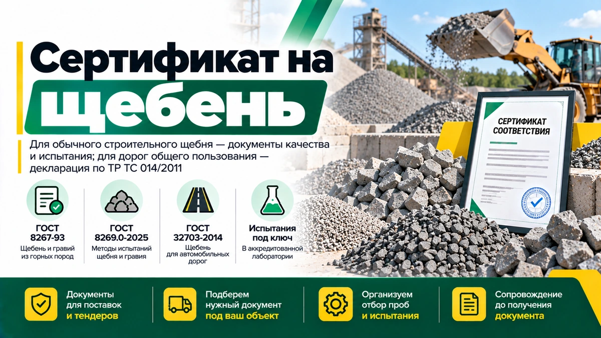 Сертификат на щебень — документы качества, испытания и дорожная декларация