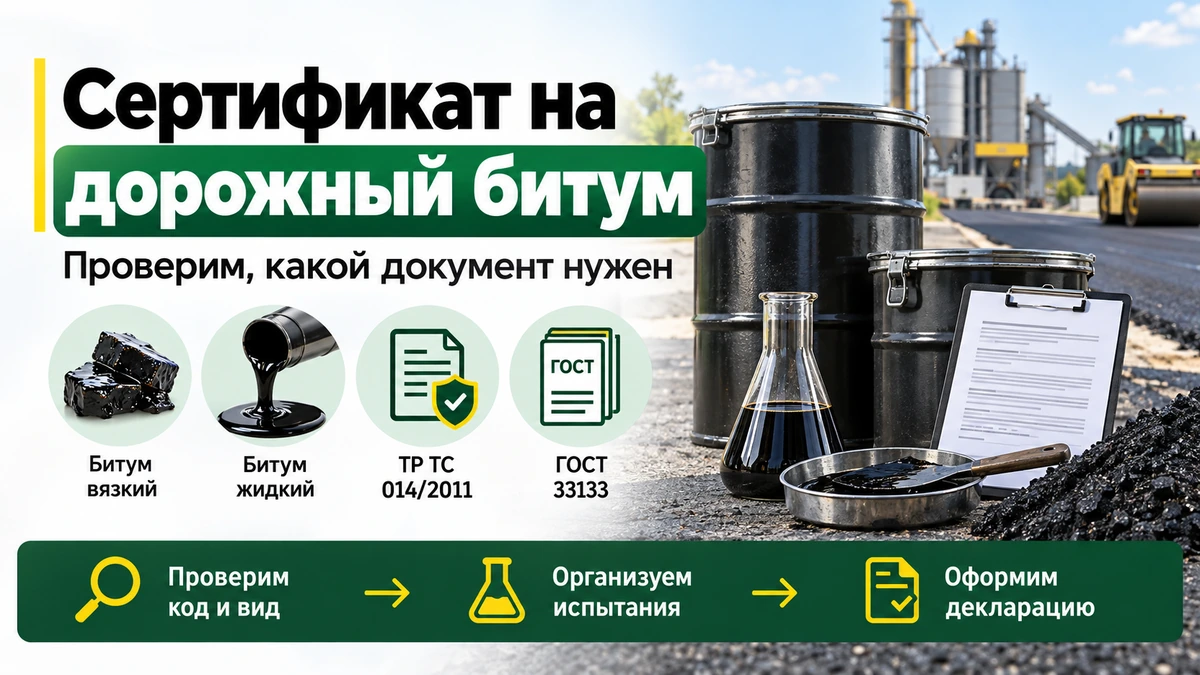 Сертификат на дорожный битум — декларация, ГОСТ и испытания