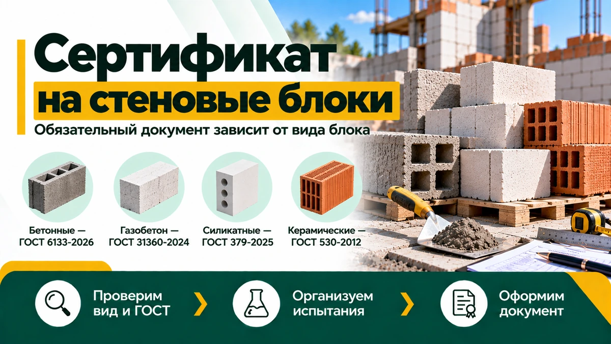 Сертификат на стеновые блоки — ГОСТы для бетонных, газобетонных, силикатных и керамических блоков