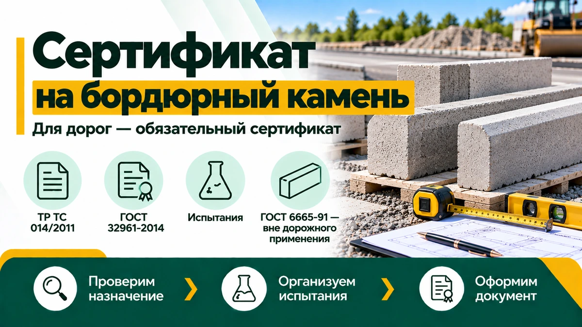 Сертификат на бордюрный камень — ТР ТС 014/2011, ГОСТ 32961-2014 и испытания