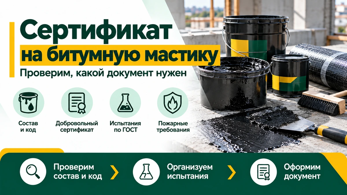Сертификат на битумную мастику — ГОСТ, СГР, испытания и проверка документов