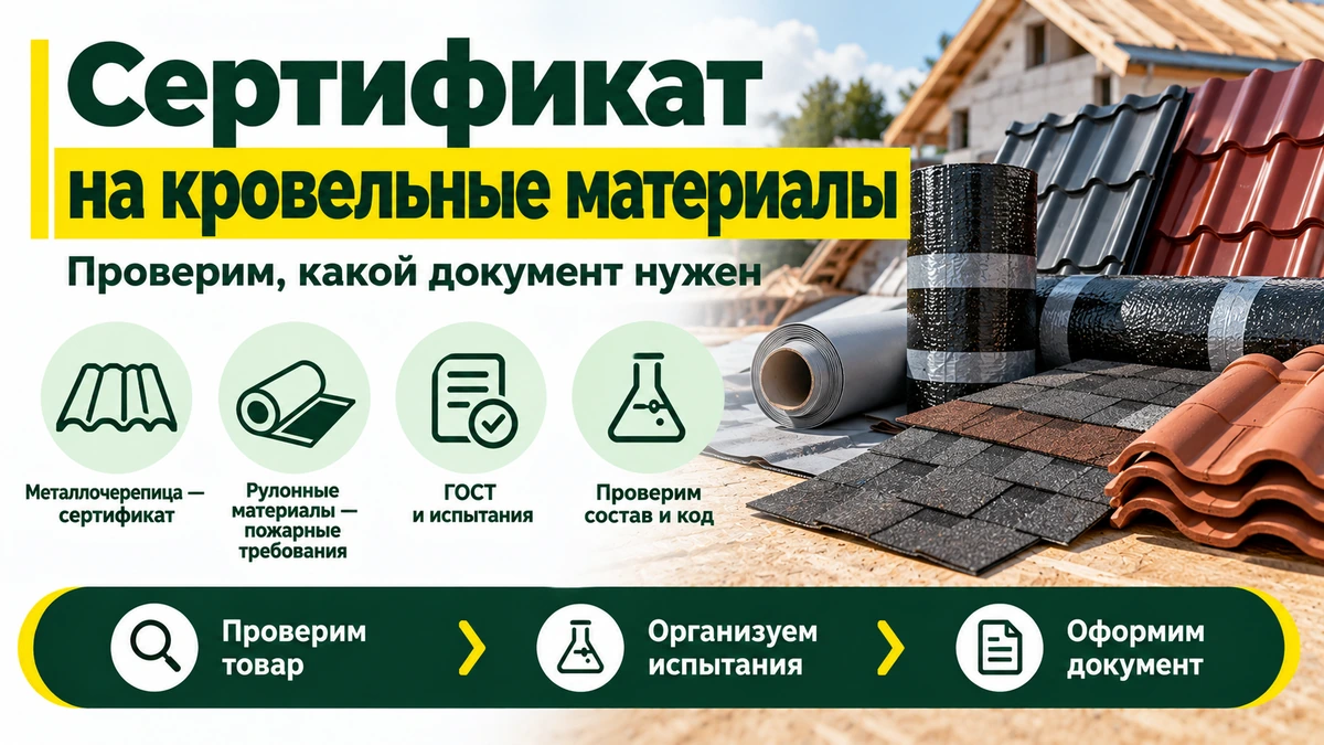 Сертификат на кровельные материалы — металлочерепица, рулонная кровля, мембраны и черепица