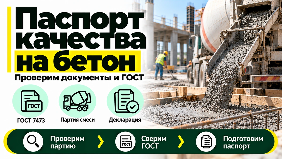 Паспорт качества на бетон — миксер с бетонной смесью, ГОСТ 7473, партия и декларация