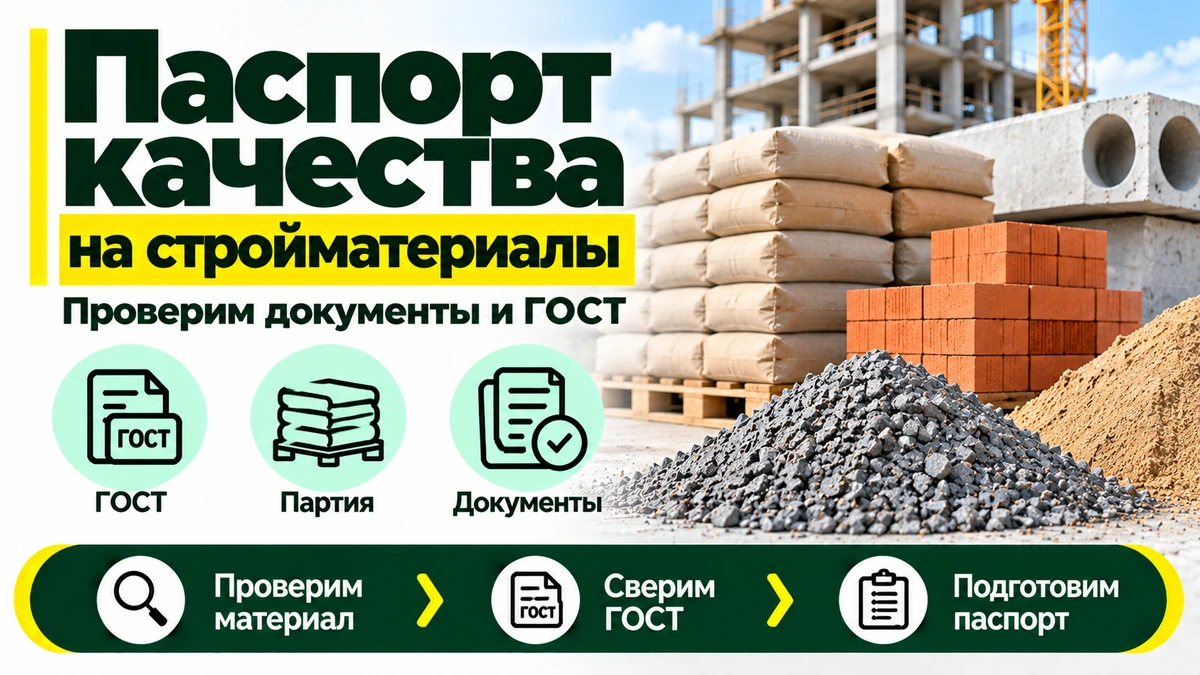 Паспорт качества на строительные материалы — цемент, кирпич, щебень, песок и ЖБИ, проверка ГОСТ и документов НормаСерт