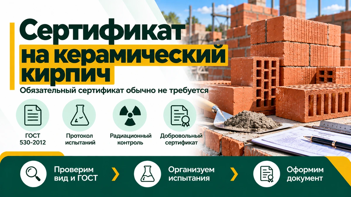 Сертификат на керамический кирпич — ГОСТ 530-2012, испытания и добровольная сертификация