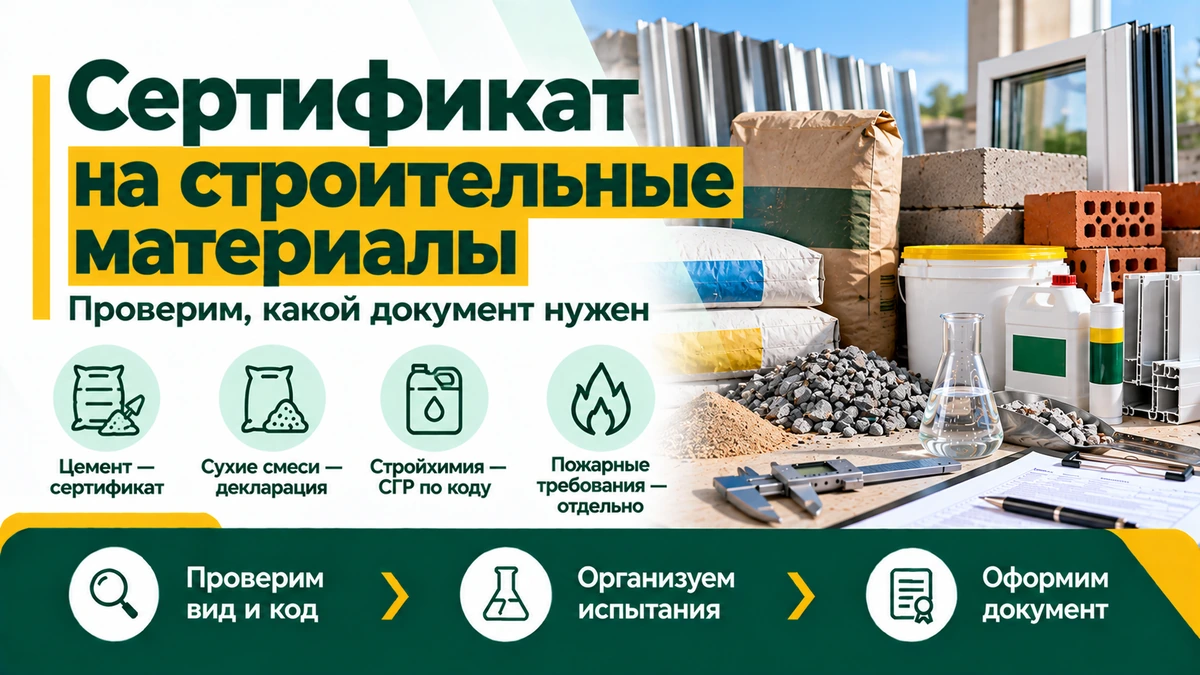 Сертификат на строительные материалы — сертификация, декларация, СГР и испытания