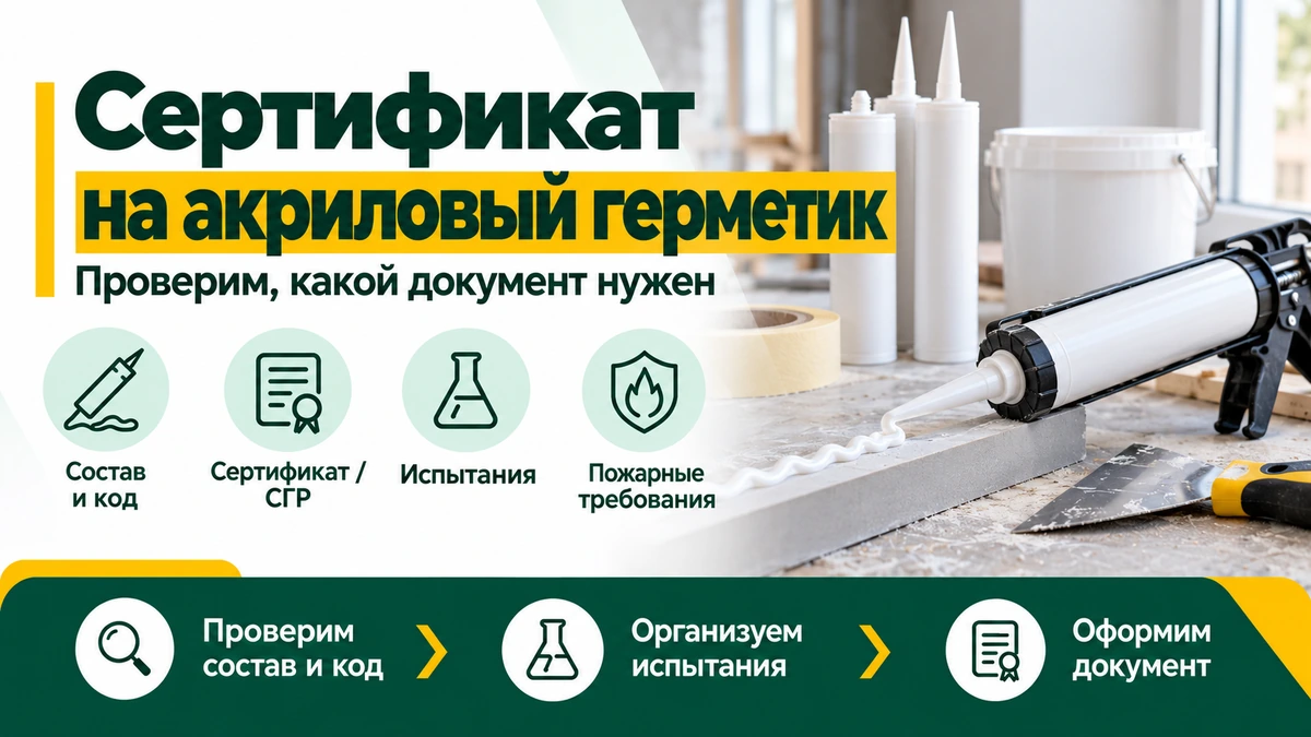 Сертификат на акриловый герметик — обязательность, ГОСТ, СГР и испытания